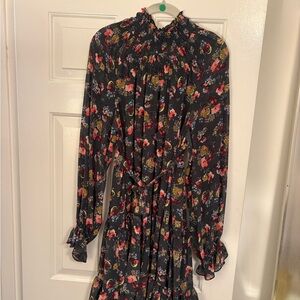 Cinq à Sept Black Floral Long Sleeve Dress